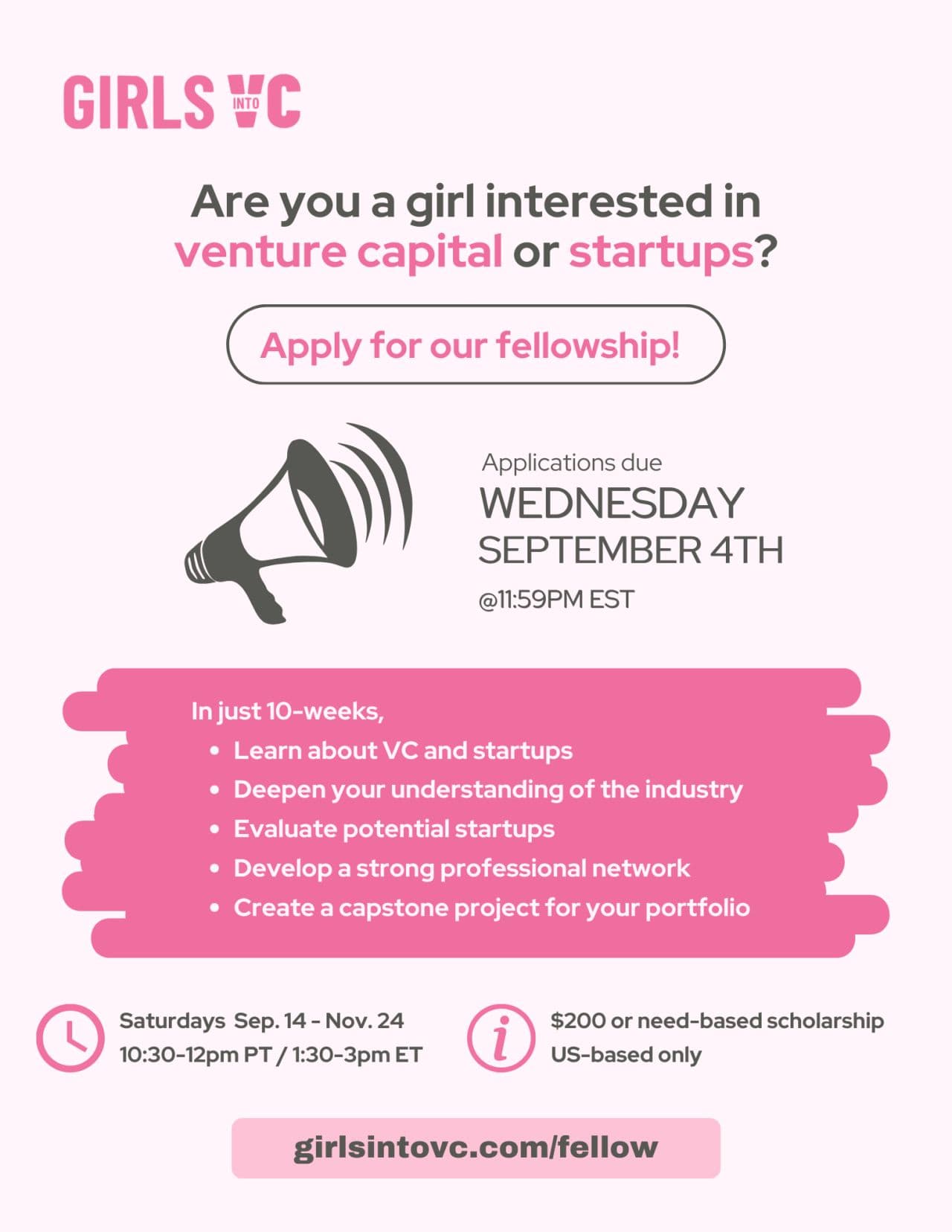 APPLY to Girls into VC by Tomorrow 🚀💼🌍!